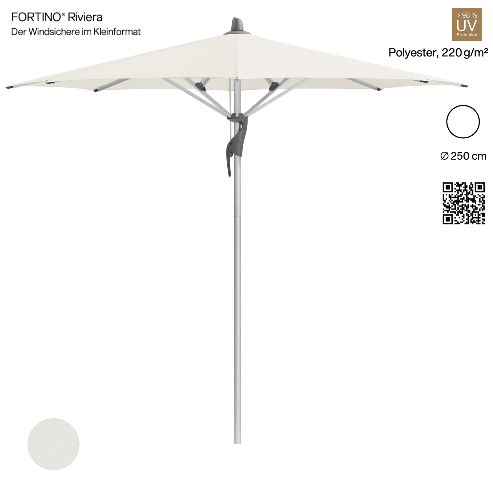 GLATZ Sonnenschirm FORTINO® Riviera rund ø 250 cm Farbe 158 Off White Mittelmastschirm