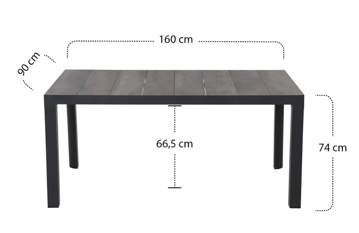 Siena Garden Silva Dining Tisch 160x90 cm – Aluminium (matt anthrazit) & Keramikplatte (wood grey)