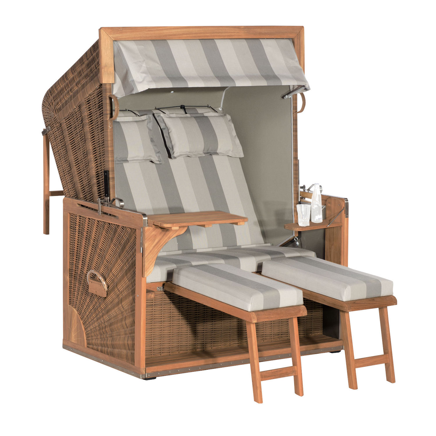 Sonnenpartner Admiral 2-Sitzer XL Strandkorb 3/4-Liegemodell antikbraun/taupe