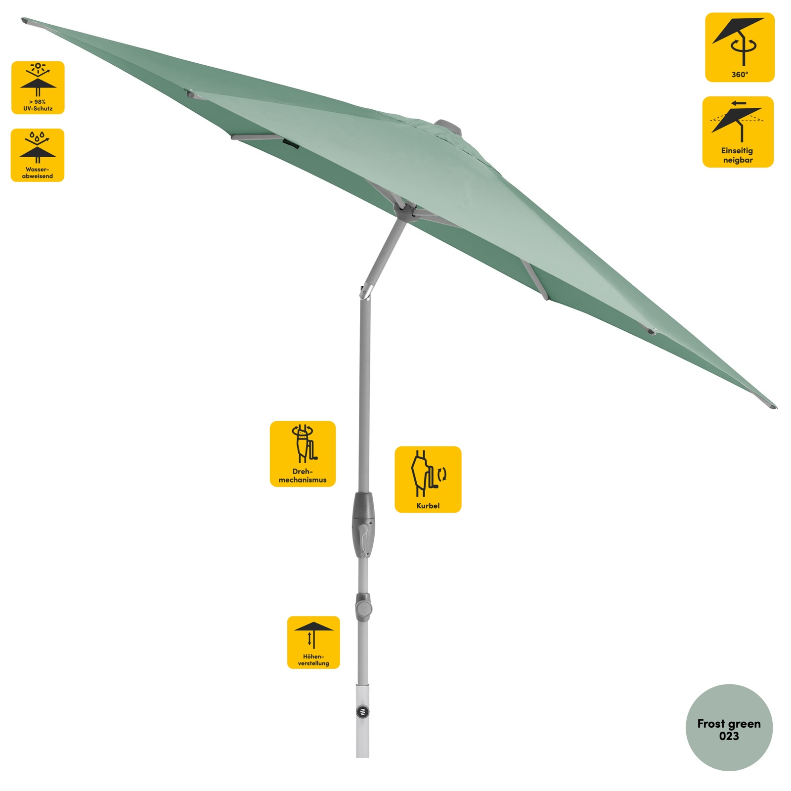 Sonnenschirm SUNCOMFORT® by Glatz Shell Turn rund ø 330 cm in Frost Green 023