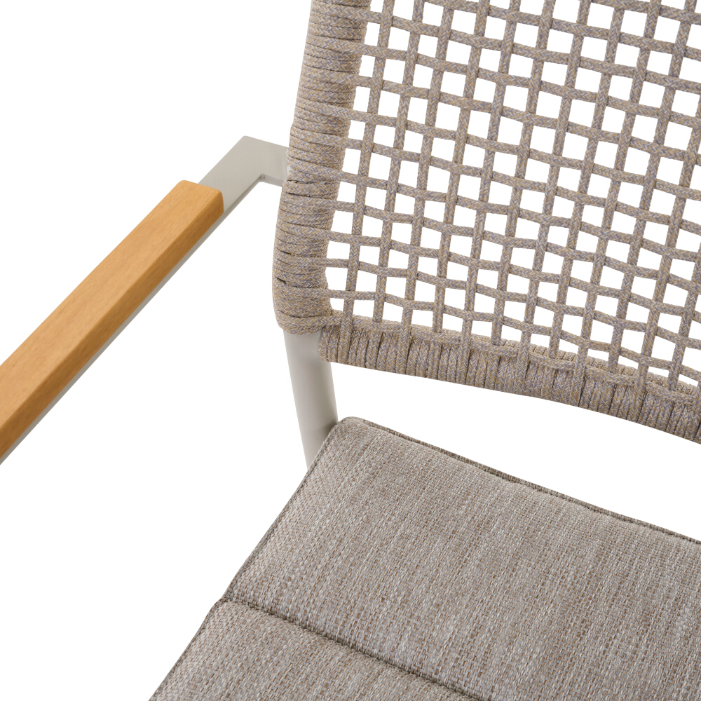 Siena Garden Kent Stapelsessel matt seidengrau/taupe grau/Teak Rope