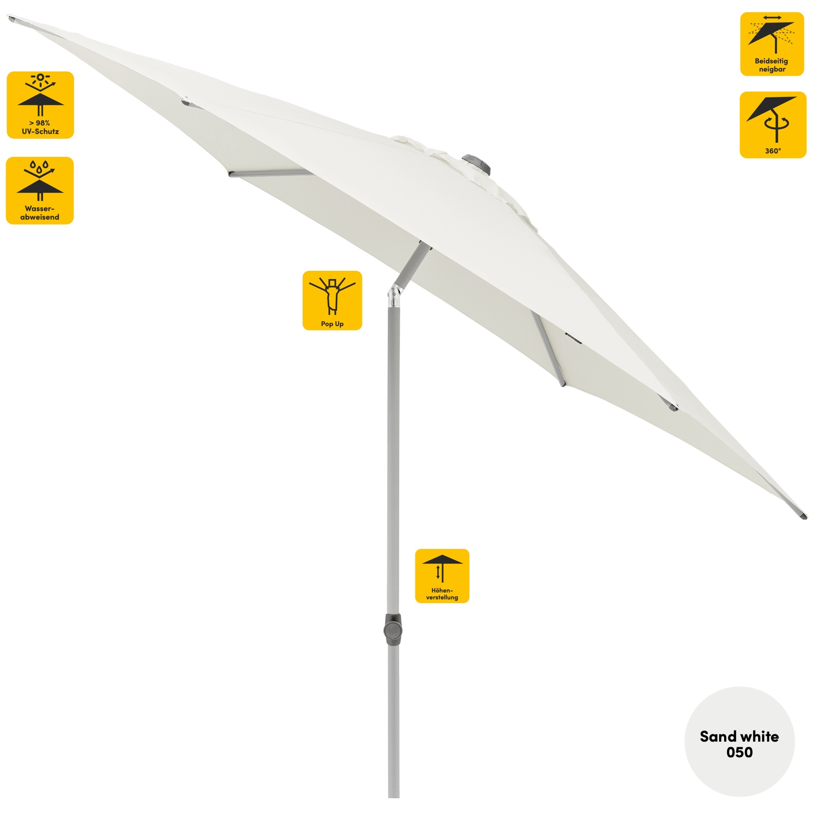 Sonnenschirm SUNCOMFORT® by Glatz Pop Up rund 300 cm in Sand White 050