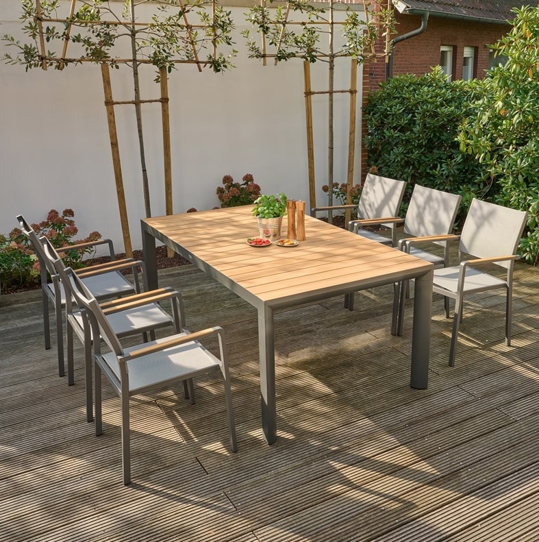 Siena Garden Silva Dining Tisch 220 x 100cm - Aluminium (matt anthrazit) & FSC-Teak