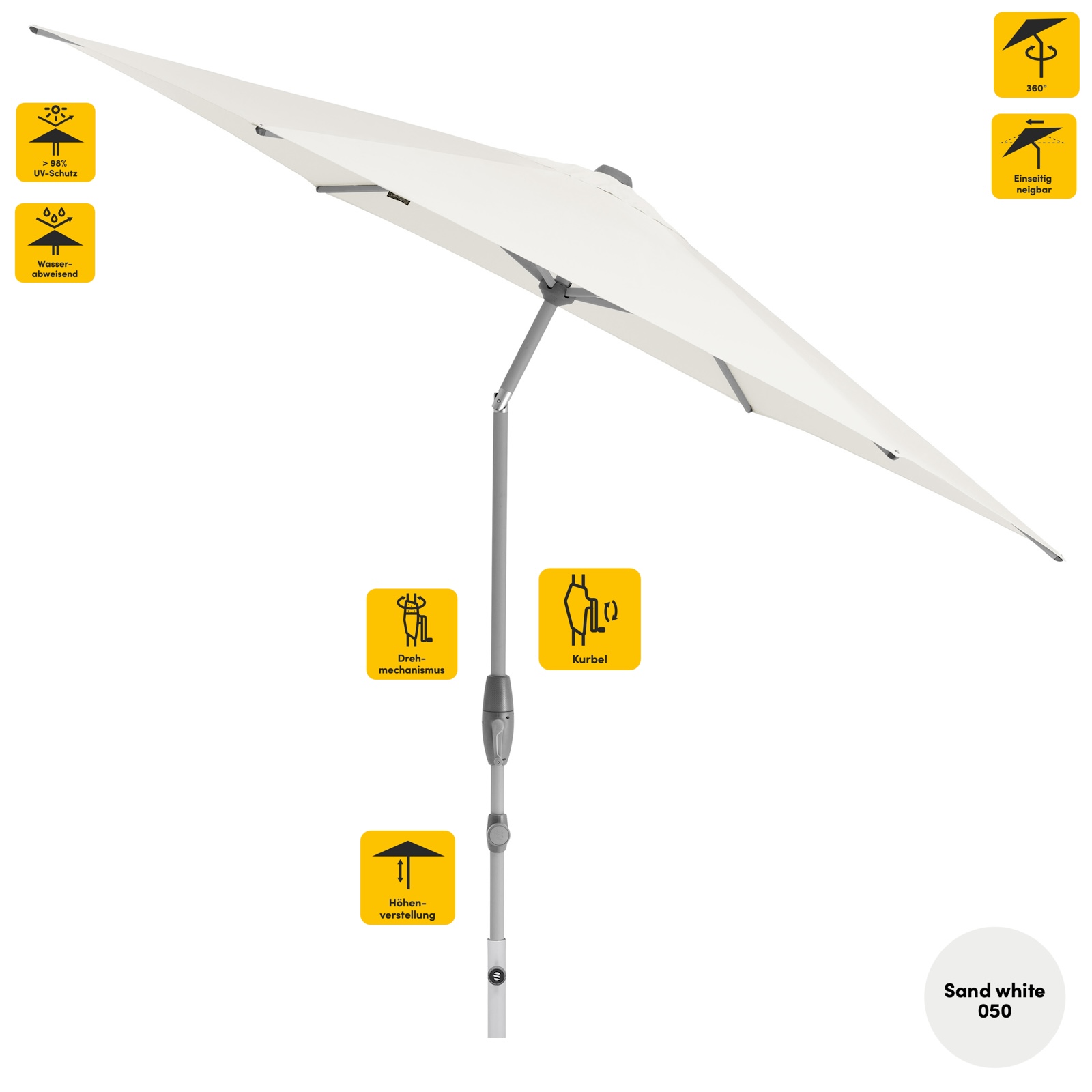 Sonnenschirm SUNCOMFORT® by Glatz Shell Turn rund ø 330 cm in Sand White 050