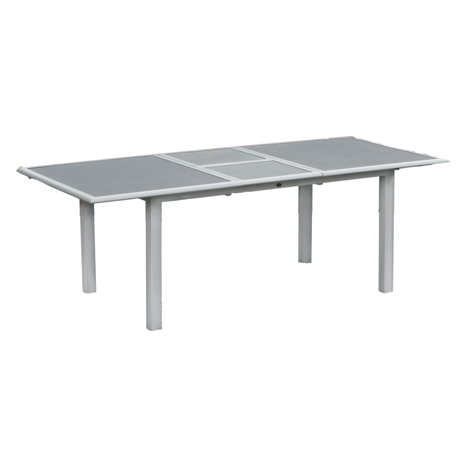 Inko Aluminium-Glastisch Spraystone silber/grau ausziehbar 170/220x100x74 cm Gartentisch Terrassentisch