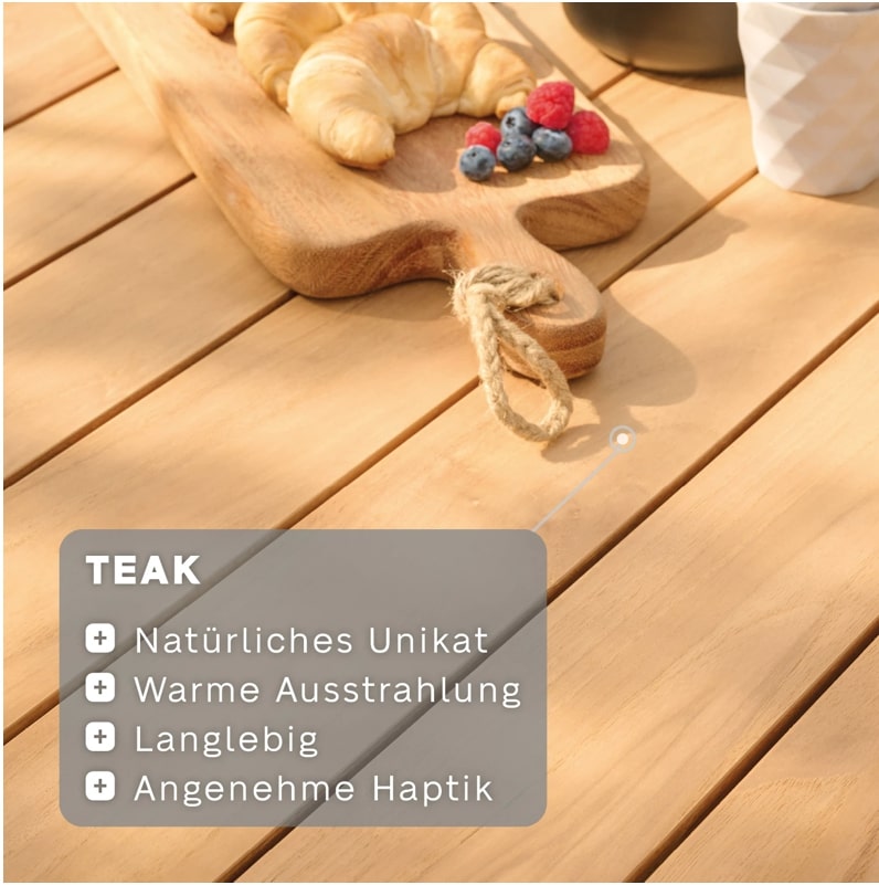 Siena Garden Silva Dining Tisch 180 x 100 cm - Aluminium (matt anthrazit)& FSC-Teak