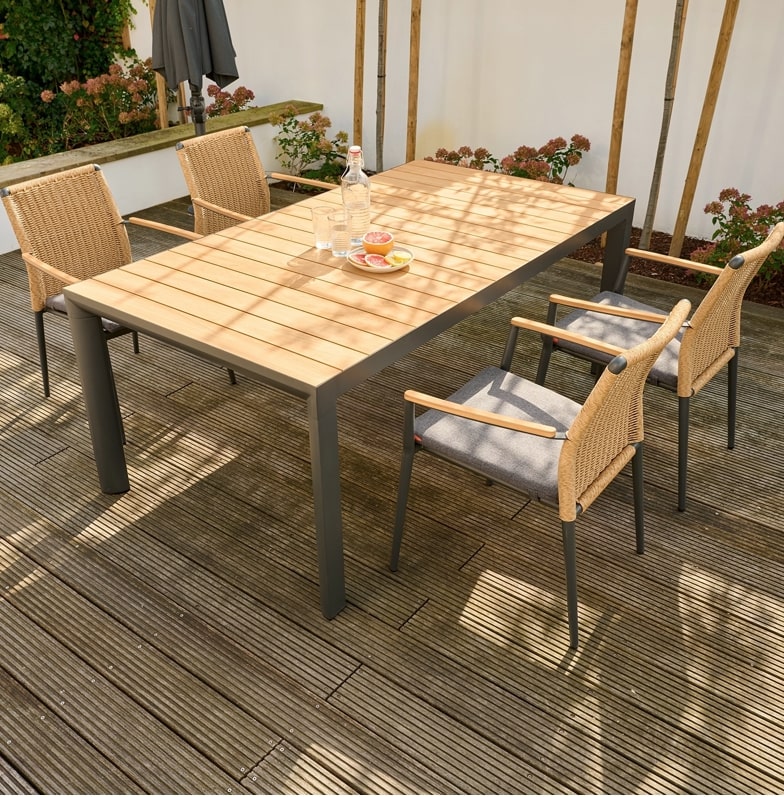 Siena Garden Silva Dining Tisch 140 x 90 cm - Aluminium (matt anthrazit) & FSC-Teak