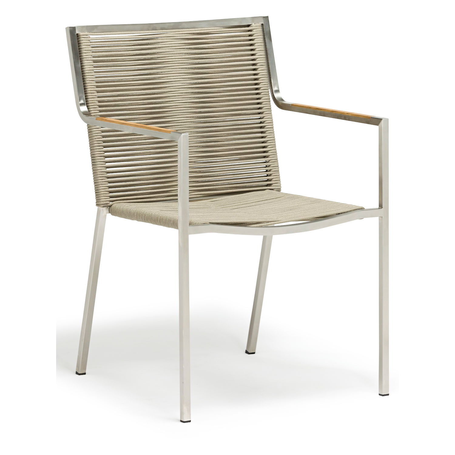 Inko Sitzgruppe Varuna Edelstahl/Kordel/Teak 200x100 cm Tisch mit Stapelsesseln