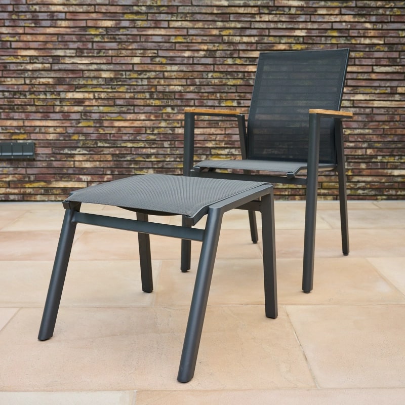 Siena Garden Bologna Stapelsessel - Teak FSC/Aluminiumgestell & Ranotex®, schwarz (T88489)