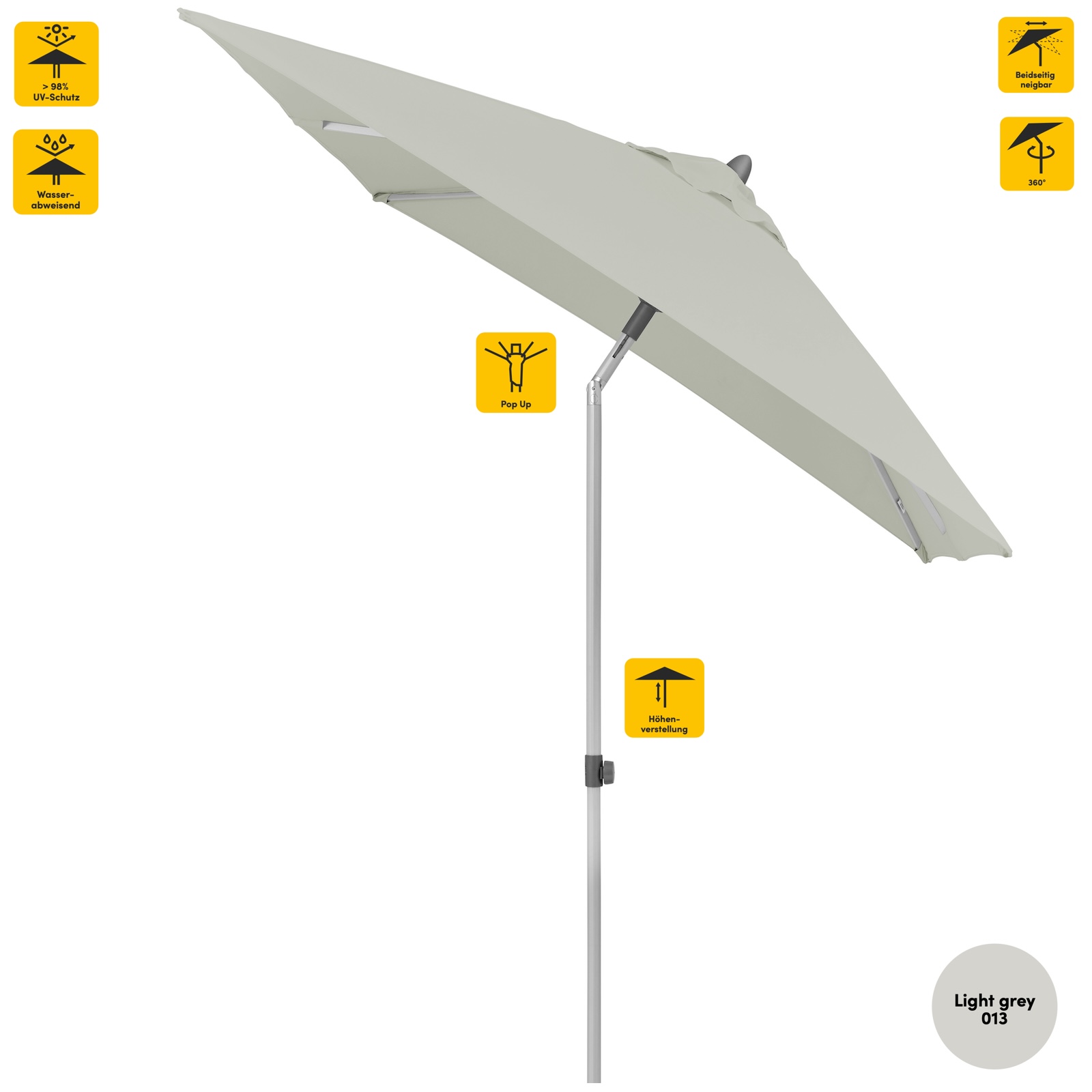 Sonnenschirm SUNCOMFORT® by Glatz Pop Up 250 x 200 cm in Light Grey 013