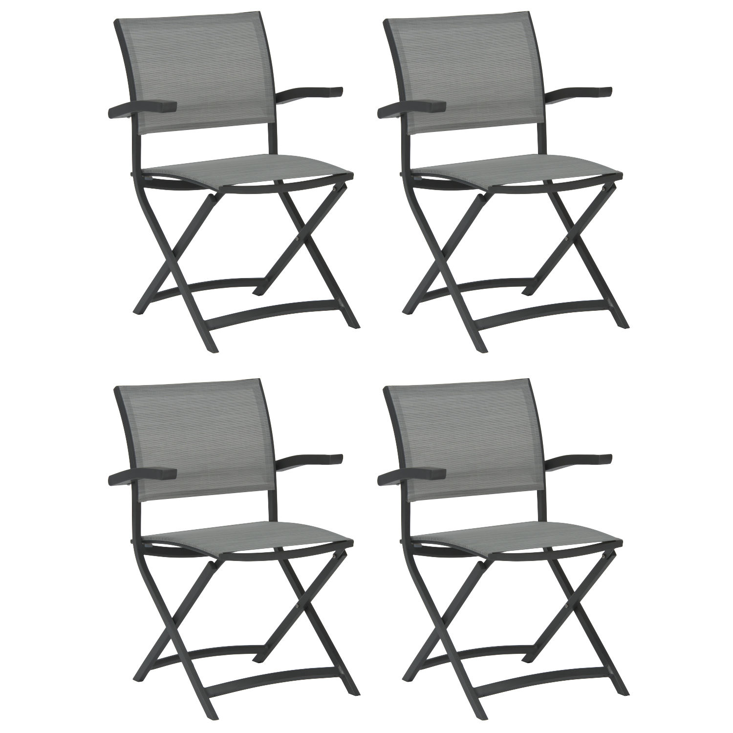 Stern 4er-Set Balkon-Klappsessel Camillo Aluminium anthrazit/Textilen silber Balkonstuhl Klappstuhl