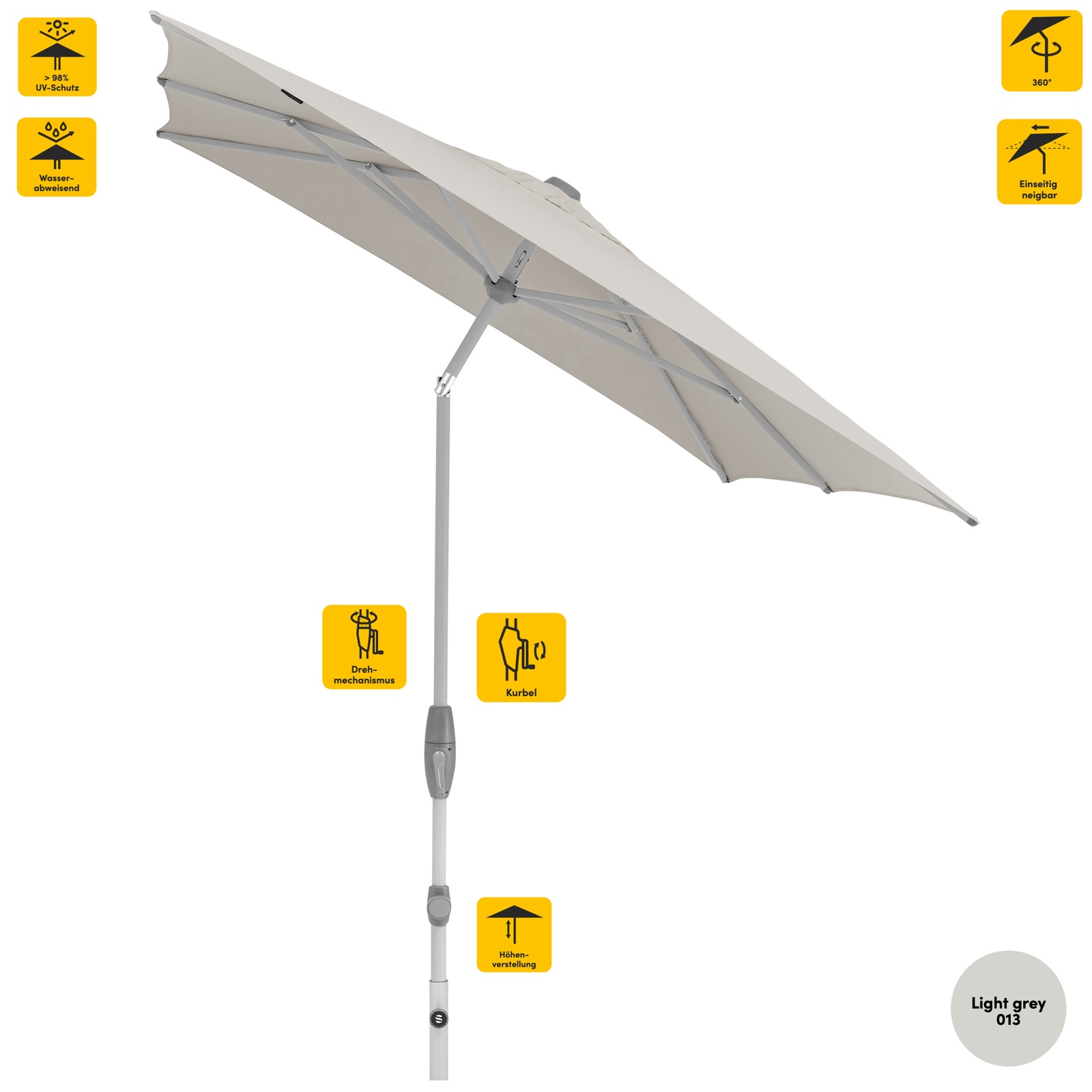 Sonnenschirm SUNCOMFORT® by Glatz Shell Turn rechteckig 250 x 200 cm in Light Grey 013