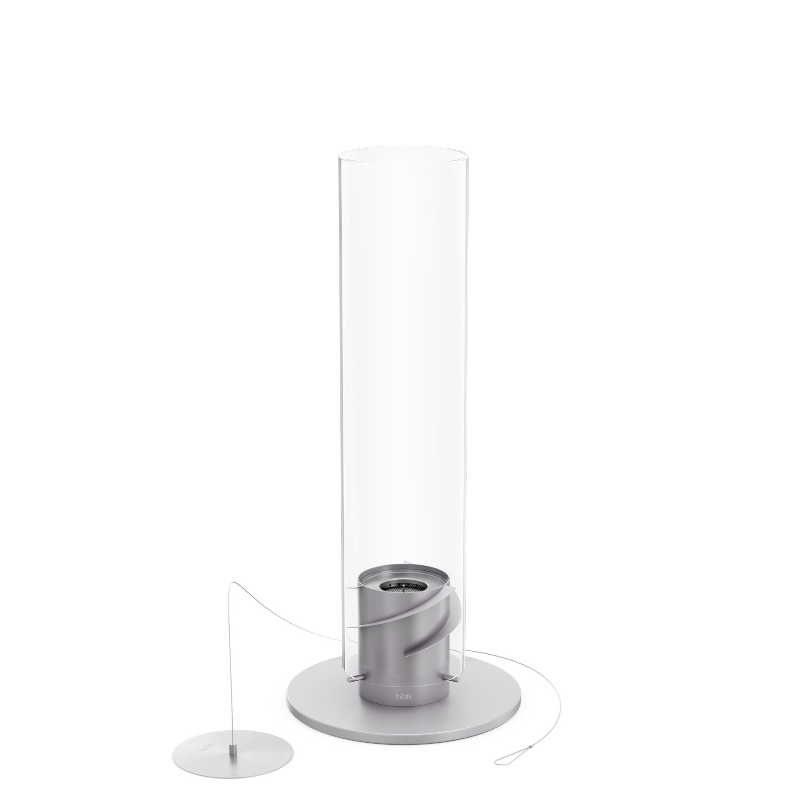 höfats Tischfeuer SPIN 1200 grau mit Bio Burner Windlicht Edelstahl/Glas Ø23/12cm