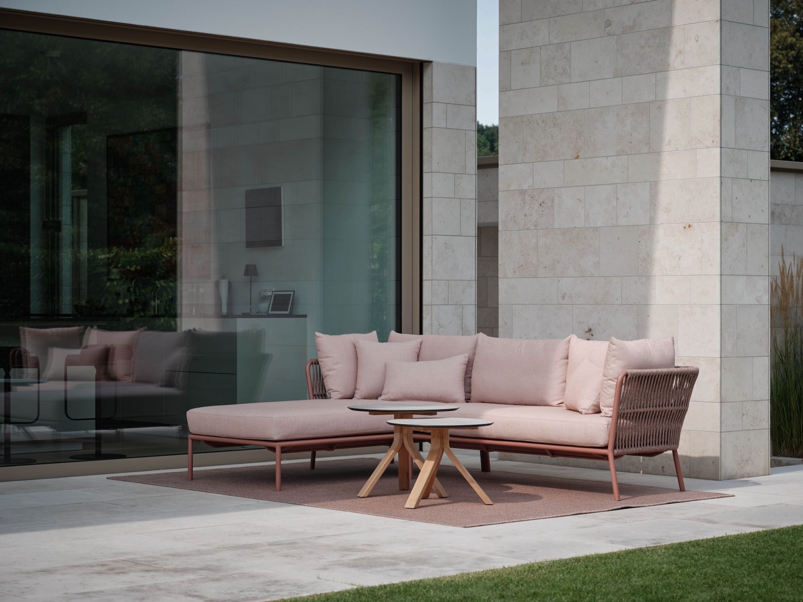 Stern Outdoorteppich 200x300 cm Kordel Terra Teppich für Garten rechteckig