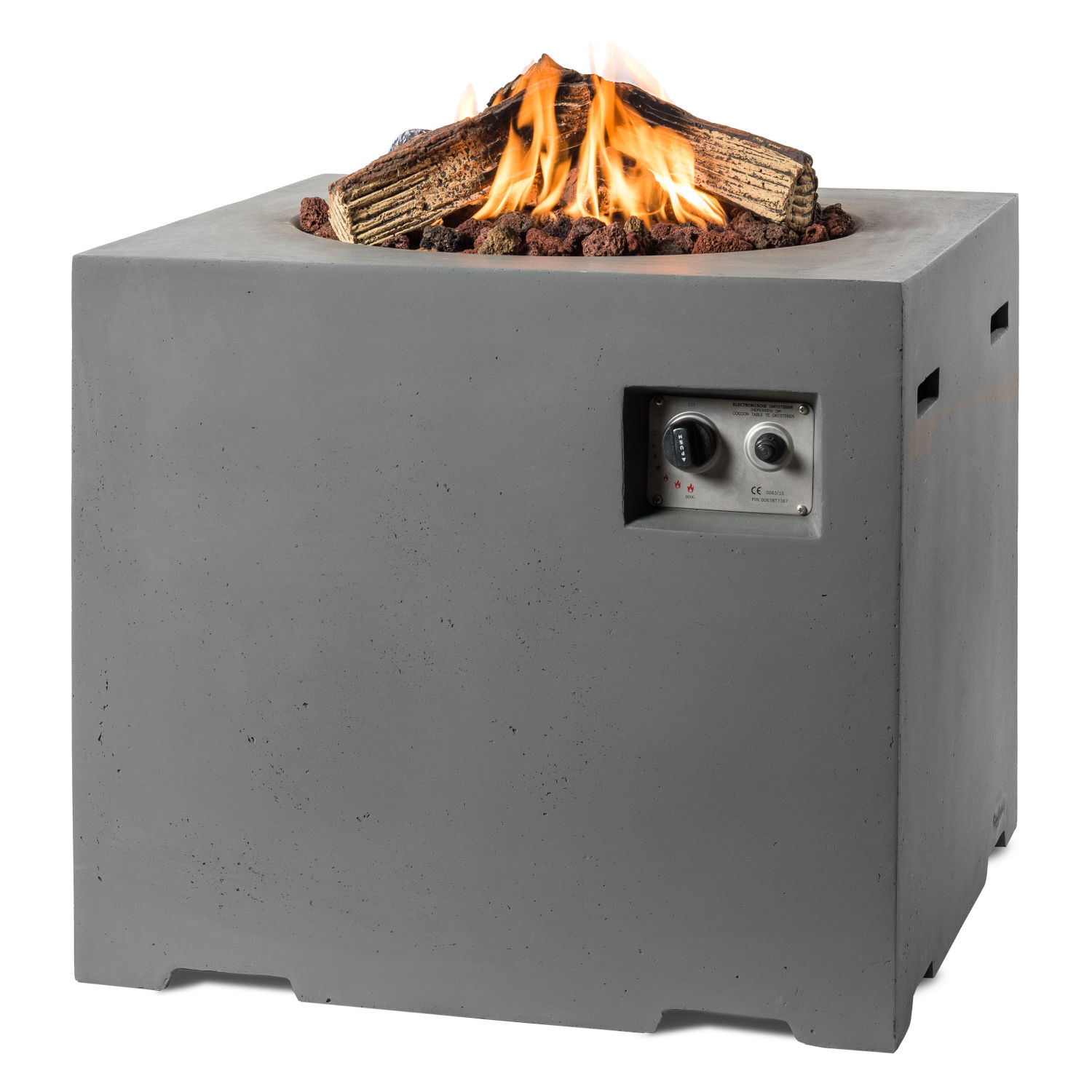 Happy Cocooning Mania Feuertisch Lounge&Dining Komplettset 19,5 kW quadratisch 76x76x67 cm Beton-Optik grau