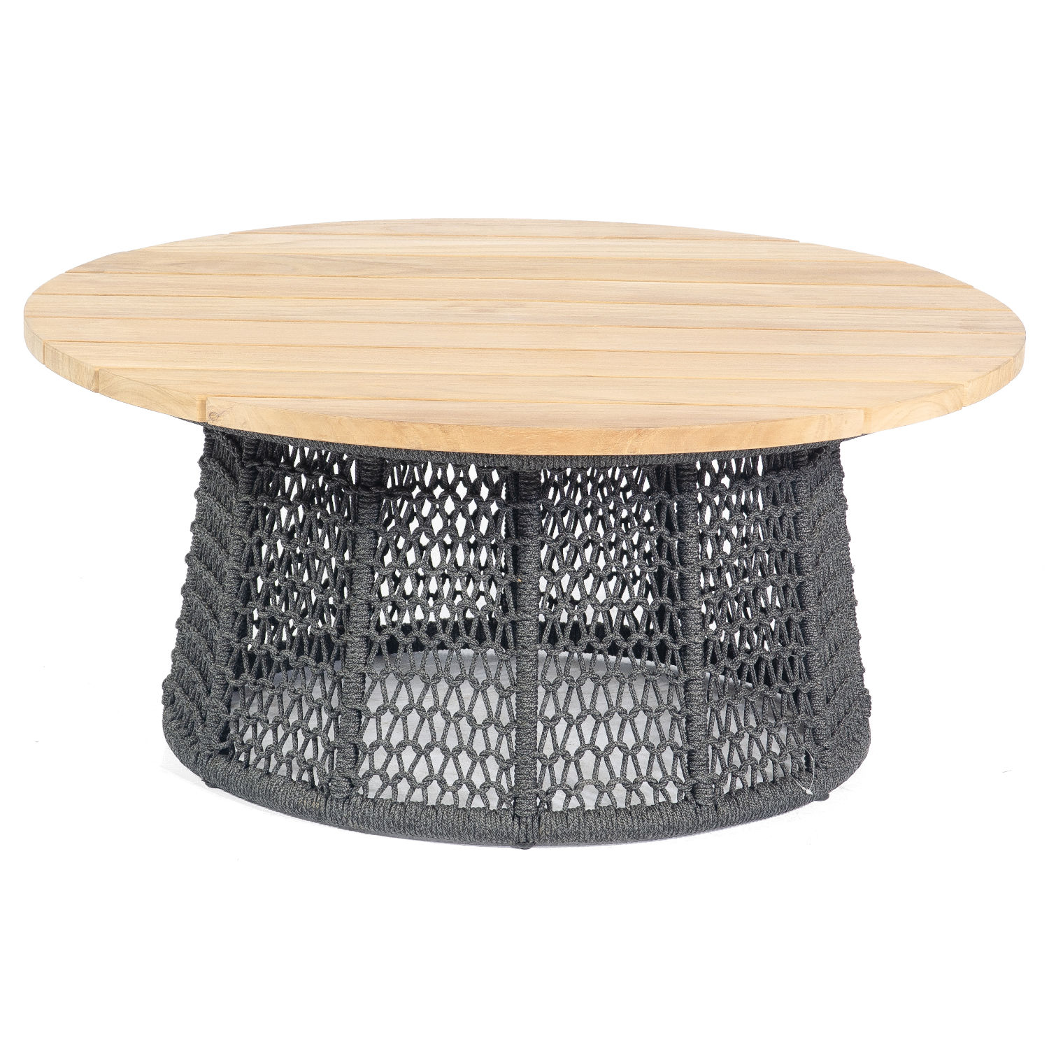Sonnenpartner Poison Lounge-Tisch Beistelltisch Ø 100cm Teak/Alu/Polyrope grau