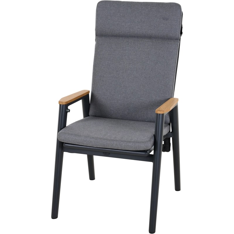 Siena Garden Cortina Dining Move Sessel Gartenstuhl anthrazit mit Teakholz Armlehnen