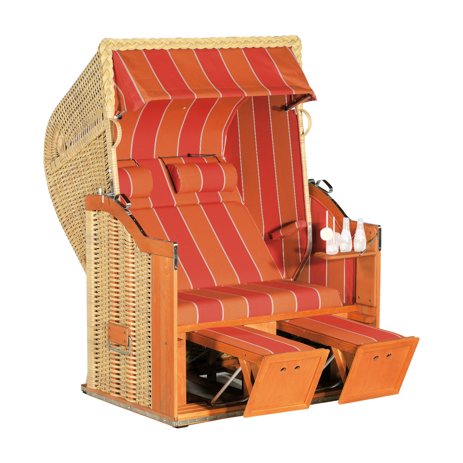 Sonnenpartner Classic 2-Sitzer Strandkorb Halbliegemodell Ostsee natur/orange