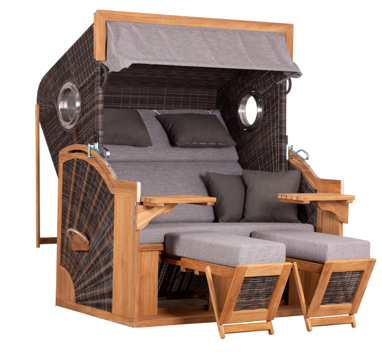 deVries Strandkorb PURE® SEASIDE XXL PE Des. 466 stone grey 150 x 92 x 165 cm