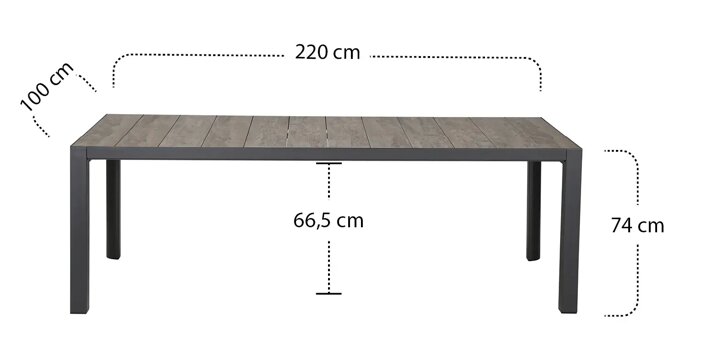 Siena Garden Silva Dining Tisch 220x100 cm – Aluminium (matt anthrazit) & Keramikplatte (washed grey)