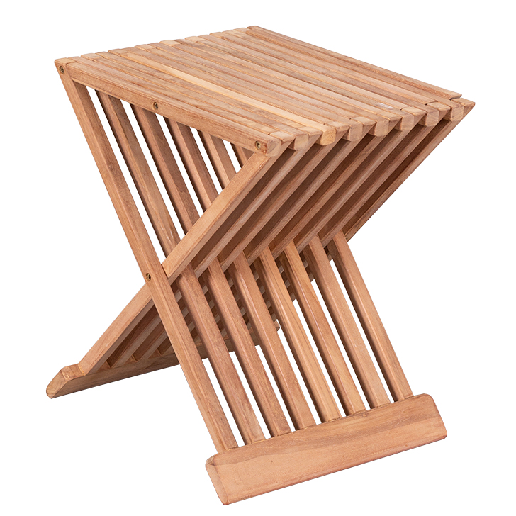 deVries Beistelltisch/Hocker "WOODIE" aus Teakholz klappbar Holztisch 41x33x45cm