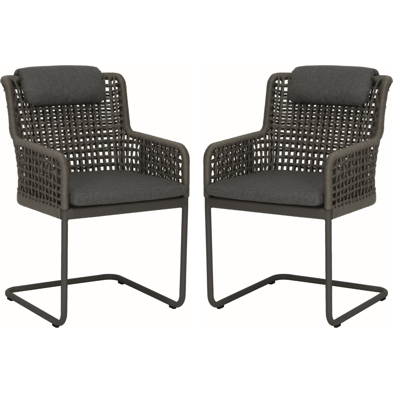 Stern 2er-Set Freischwingersessel Greta Aluminium anthrazit/platin/seidengrau Gartensessel Freischwinger