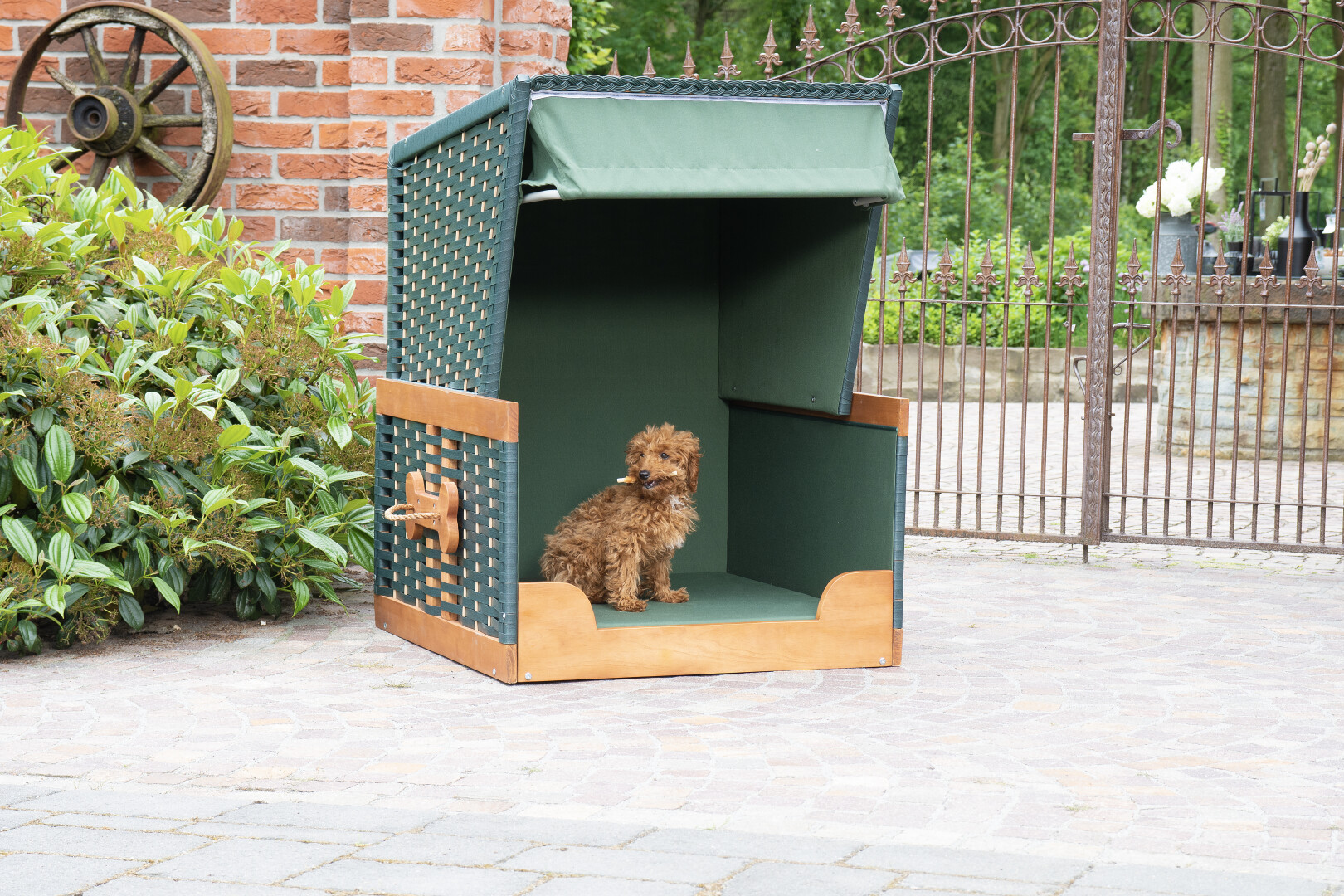 SunnySmart Best Friend Hunde-Strandkorb Gartenstrandkorb Polyesterstoff grün