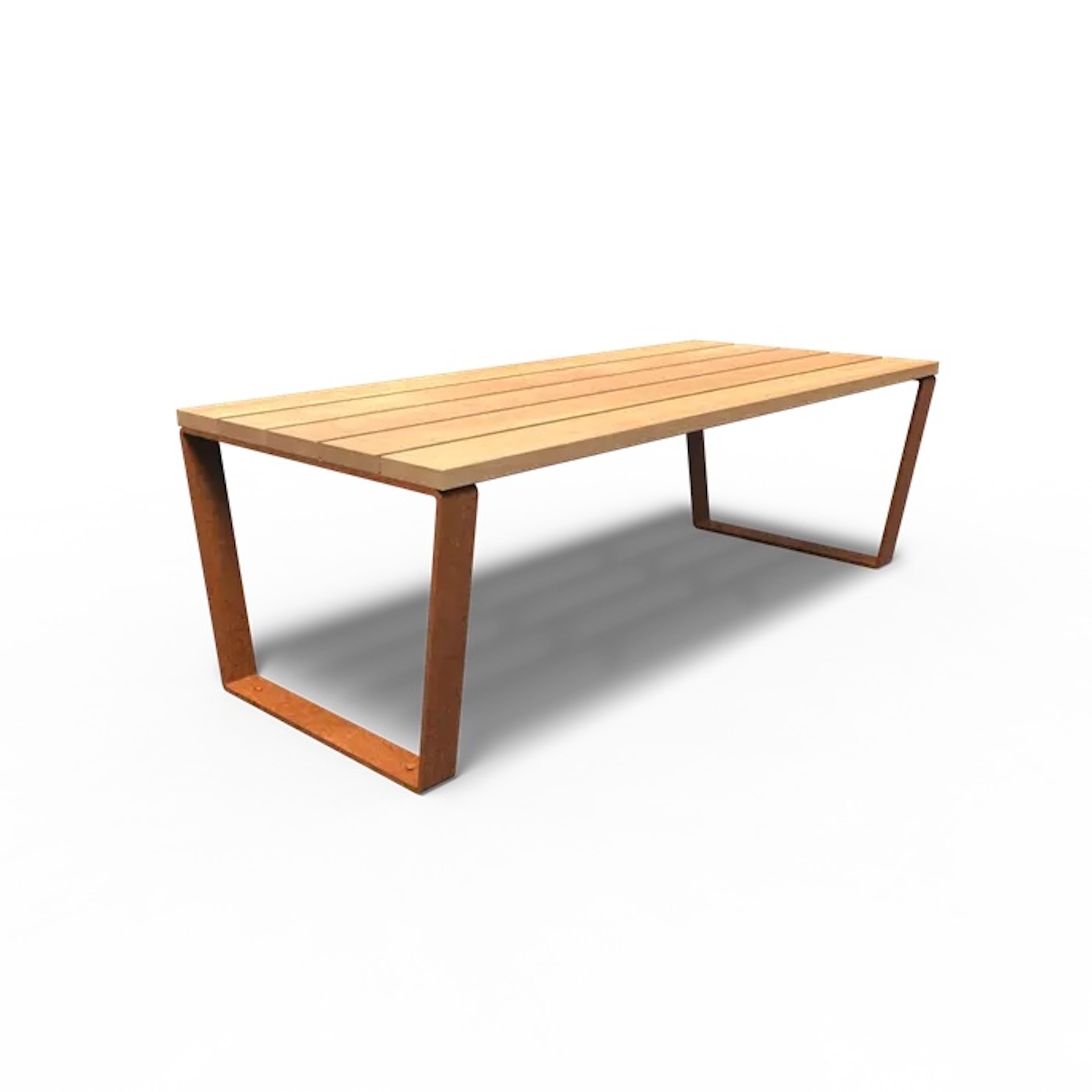 Adezz Gartentisch Serie MIO 230 x 100 x 76 cm Holzplatte aus Garapa Rahmen aus Cortenstahl