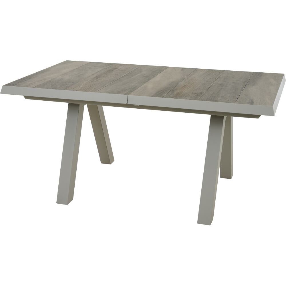 Lindos Ausziehtisch 160/200 matt seidengrau Alu,Keramik,Teak FSC 100%