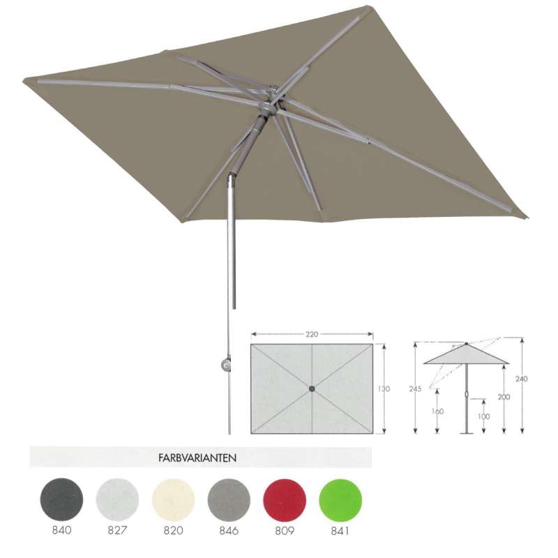 Doppler ACT Push Up Sonnenschirm 220 x 130 cm Natur 6 Farbvarianten Mittelmastschirm
