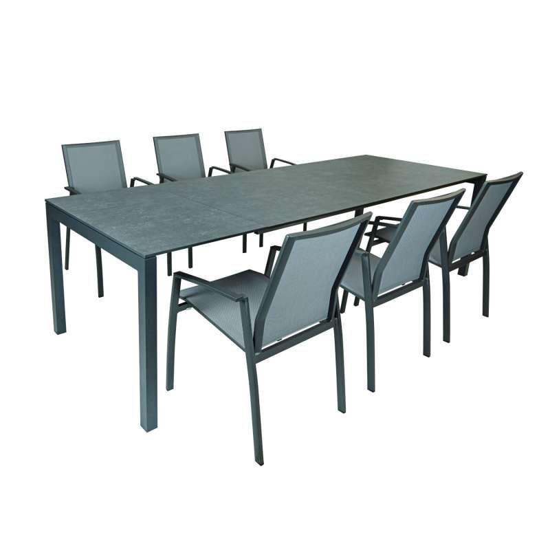 SIT Mobilia 7-tlg Sitzgruppe Etna/Argentina Alu anthrazit/HPL 160/220x95 cm