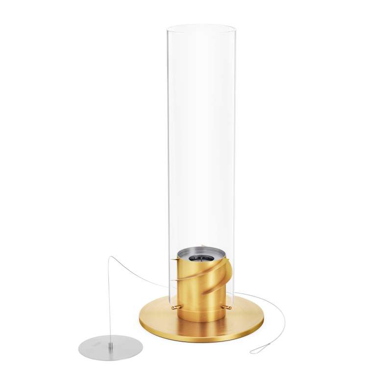 höfats Tischfeuer SPIN 900 gold Edelstahl/Glas Ø 19/9 cm mit Bio Burner Windlicht Gartenfackel