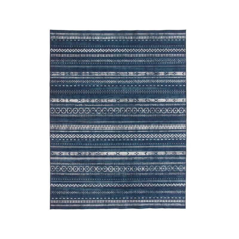 Fab Hab RealLife Teppich 225 x 285 cm Rug Moroccan Stripe Blue waschbar blau