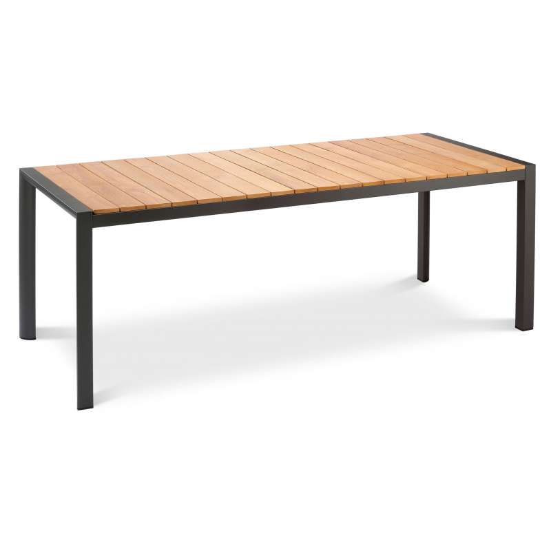 Best Freizeitmöbel Aluminium Tisch Paros 210 x 90 cm anthrazit/Teakholz Loungetisch