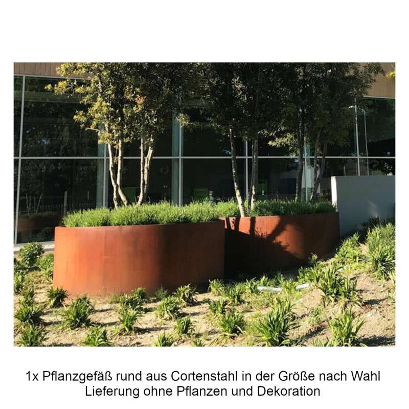 Mecondo Pflanzgefäß aus Cortenstahl rund Größe nach Wahl Blumenkübel