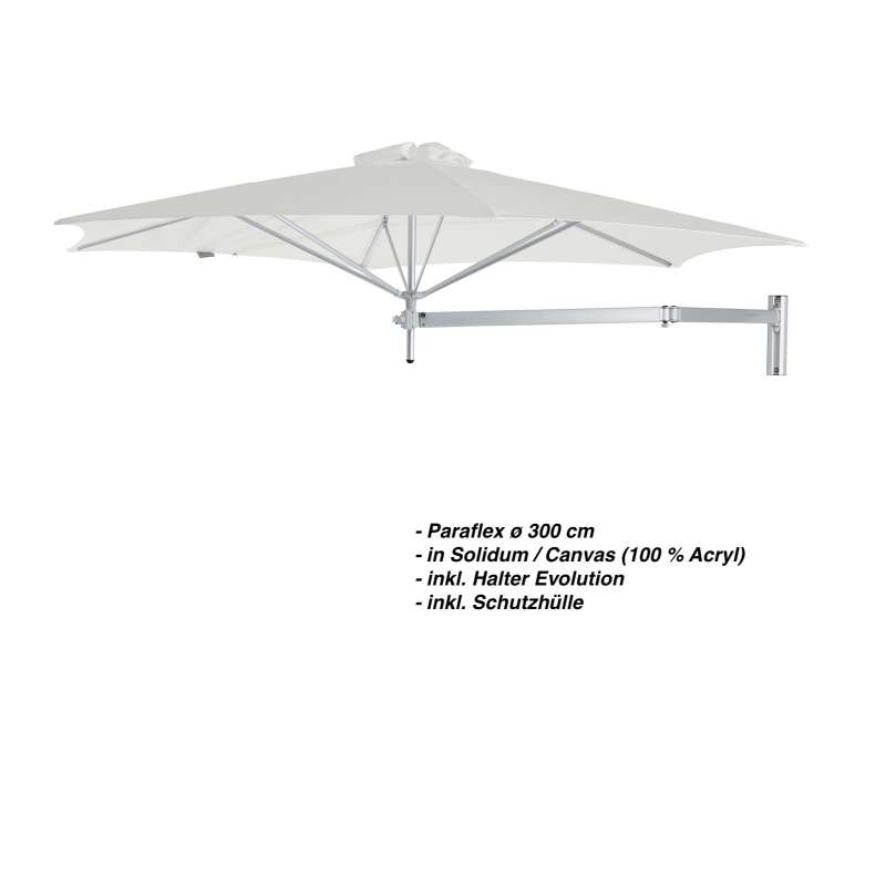 Umbrosa Paraflex ø 300 cm Sonnenschirm Wandschirm SET Solidum Canvas inkl. Halterung