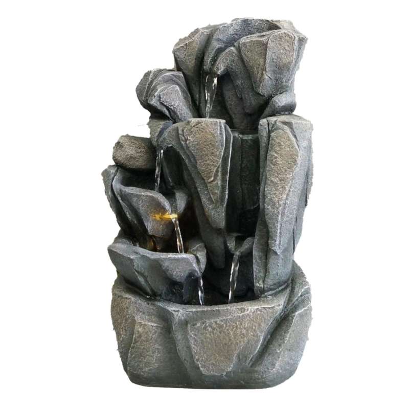 Granimex Jarro Polystone Wassersäule mit Pumpe und LED-Beleuchtung Wasserspiel 28x26x45 cm