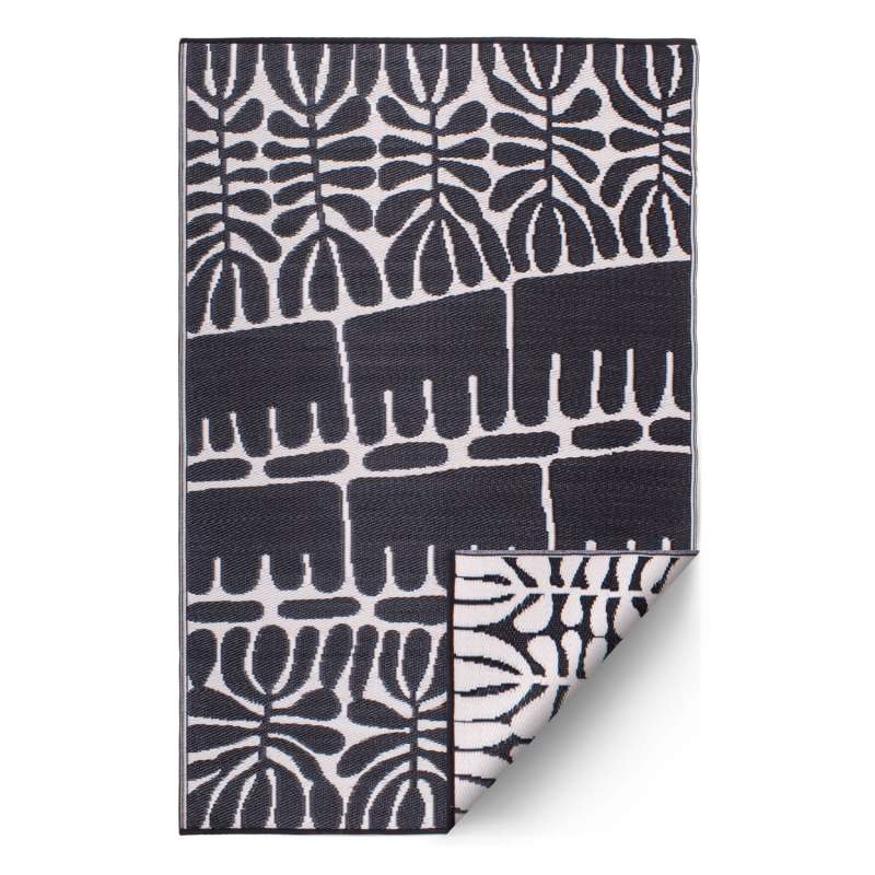 Fab Hab Outdoorteppich Serowe Black aus recyceltem Plastik schwarz/weiß 90x150 cm
