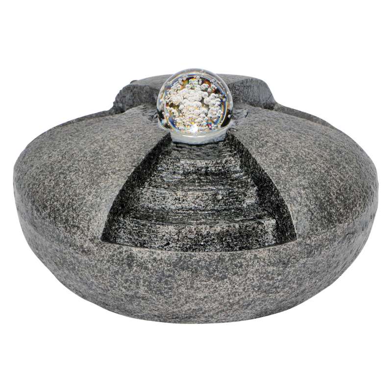 Granimex Kaidan Polystone Brunnen Pumpe LED-Beleuchtung Glaskugel Wasserspiel 50x50x22 cm