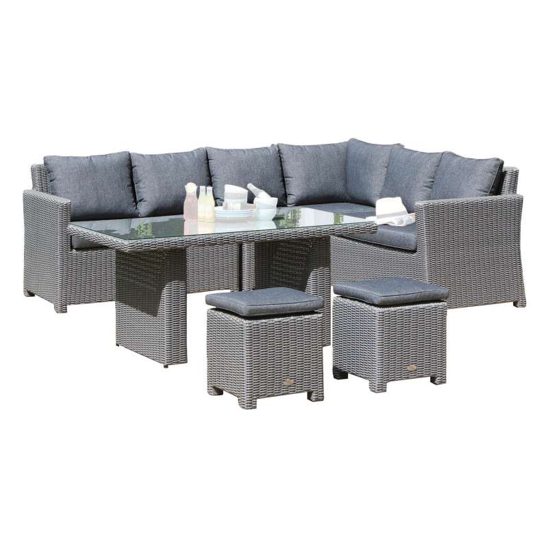 SunnySmart 4-teilige Loungegruppe Somerset Aluminium mit Kunststoffgeflecht rustic-vintage