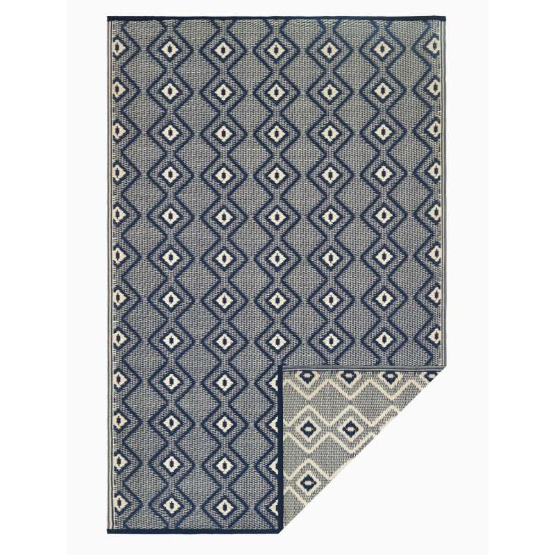 Fab Hab Outdoorteppich Rabat Blue&Cream aus recyceltem Plastik blau/creme wetterfest 240x300 cm