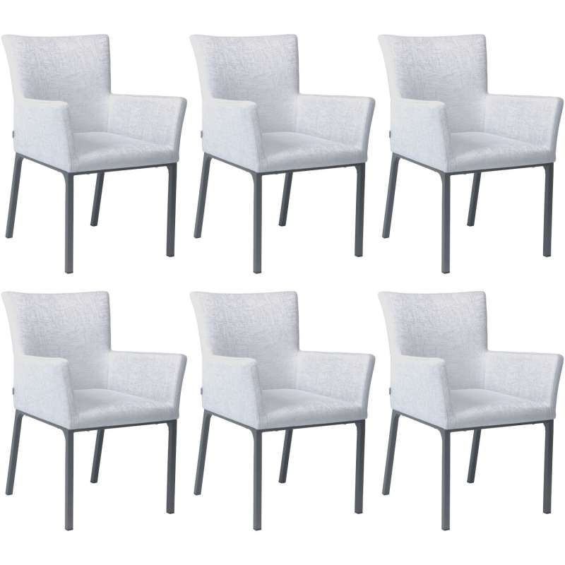 Stern 6er-Set Dining-Sessel Artus Aluminium anthrazit/ Outdoorstoff hellgrau seidengrau Loungesessel