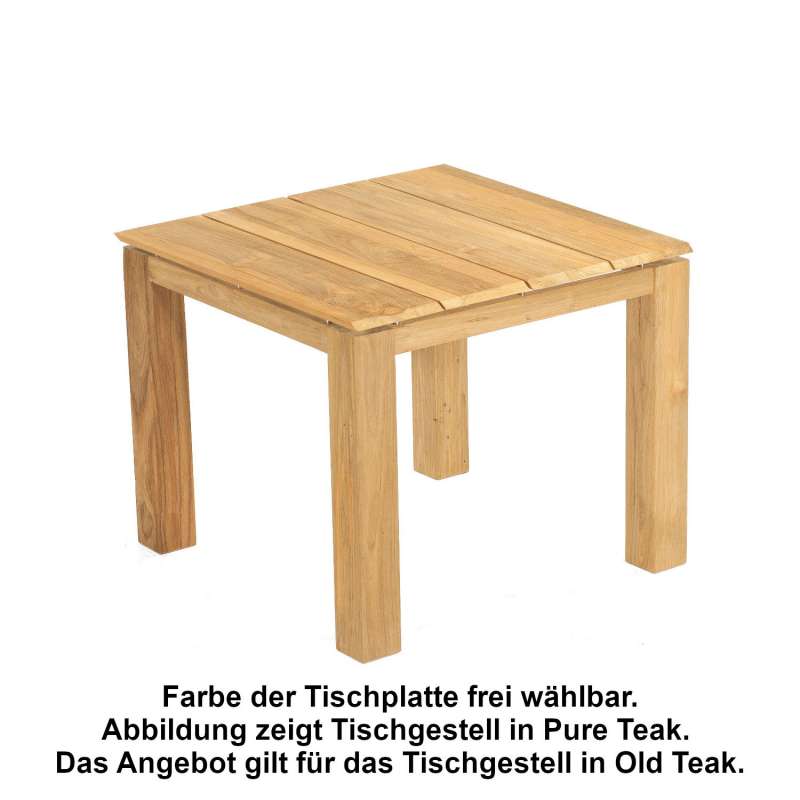 Sonnenpartner Gartentisch Base 90x90 cm Teakholz Old Teak Tischsystem mit wählbarer Tischplatte HPL