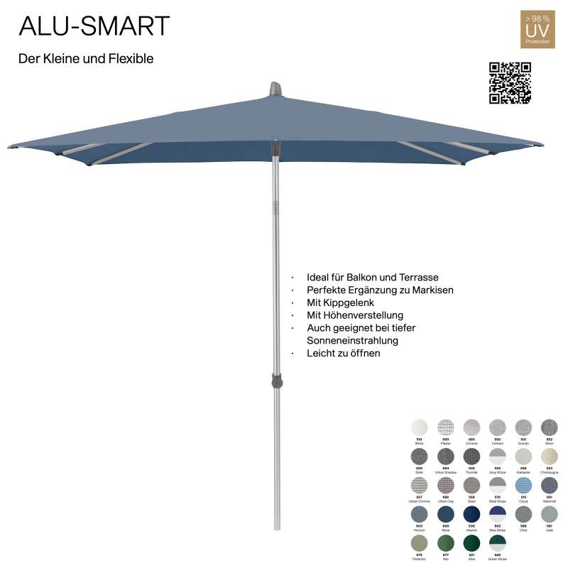 GLATZ Sonnenschirm ALU-SMART 250 x 200 cm Gestell natureloxiert Stoff 100 % Polyacryl verschiedene F