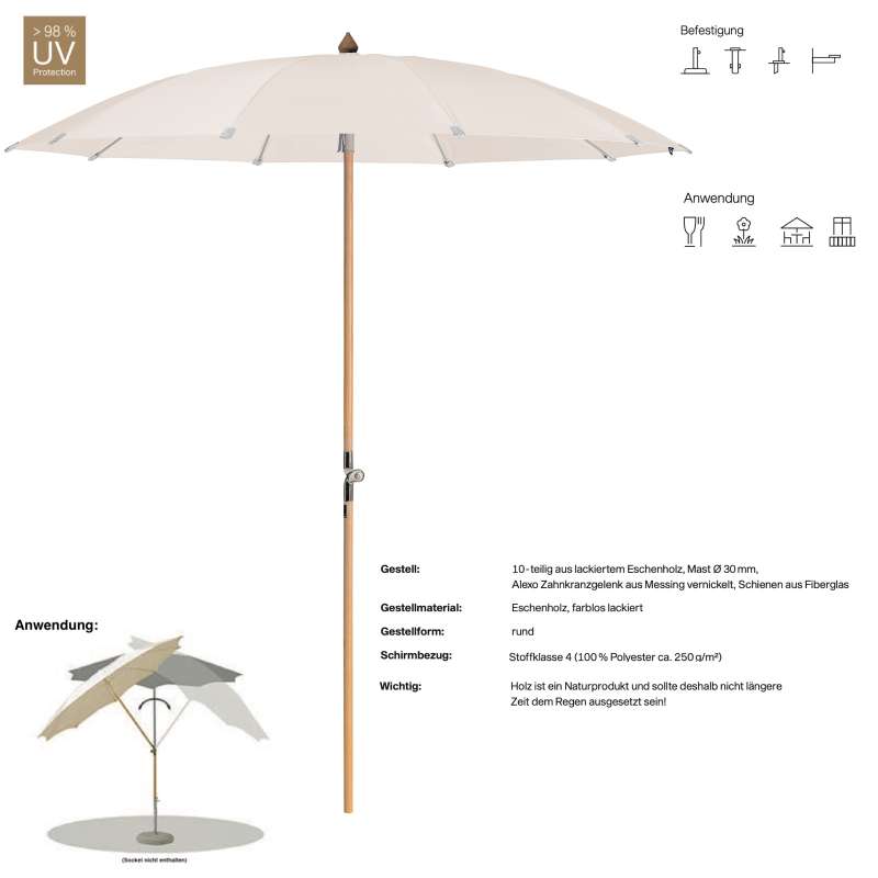 GLATZ Sonnenschirm ALEXO® 2 Größen 200 / 220 cm Farbe 453 Vanilla Mittelmastschirm