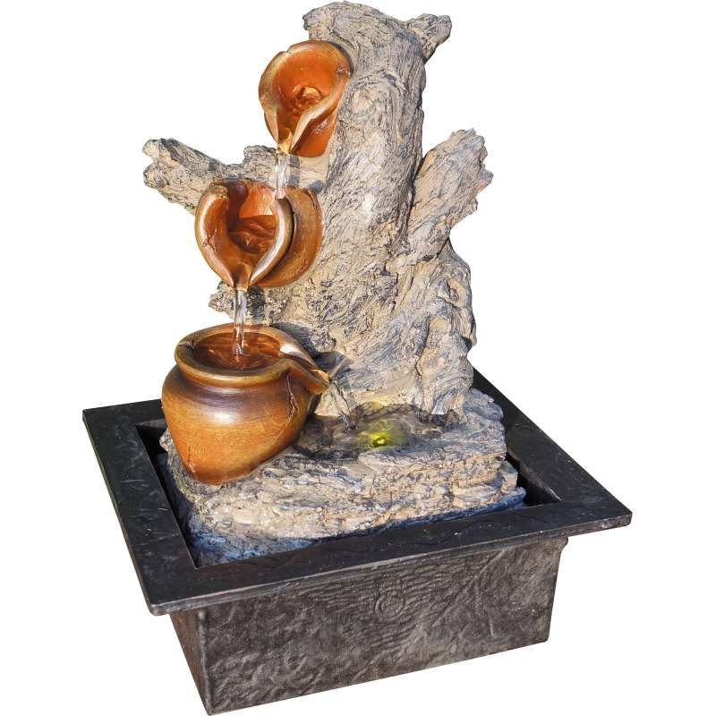 Granimex Latas Raumbrunnen inkl. Pumpe und LED-Beleuchtung Wasserspiel 28x21x18 cm