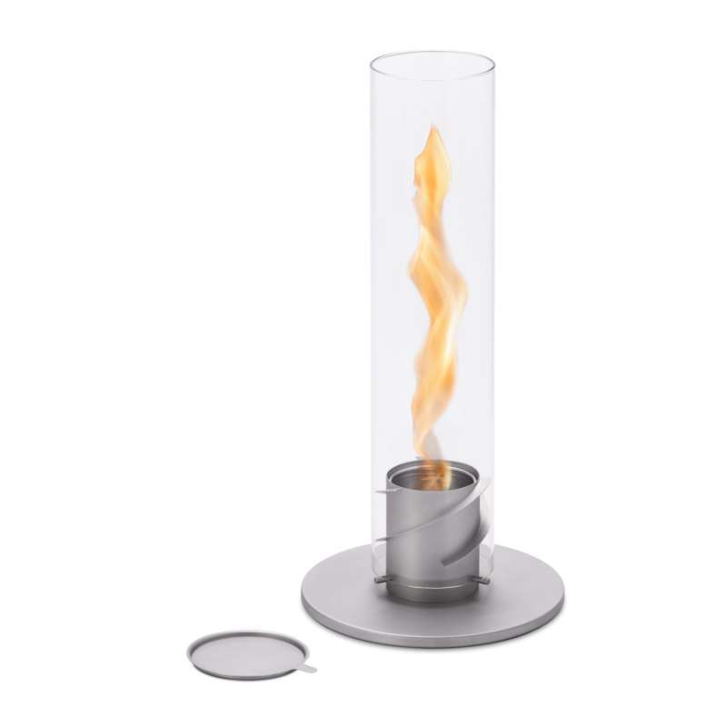 höfats Tischfeuer SPIN 90 grau Edelstahl/Glas Ø 19/9 cm Windlicht Gartenfackel