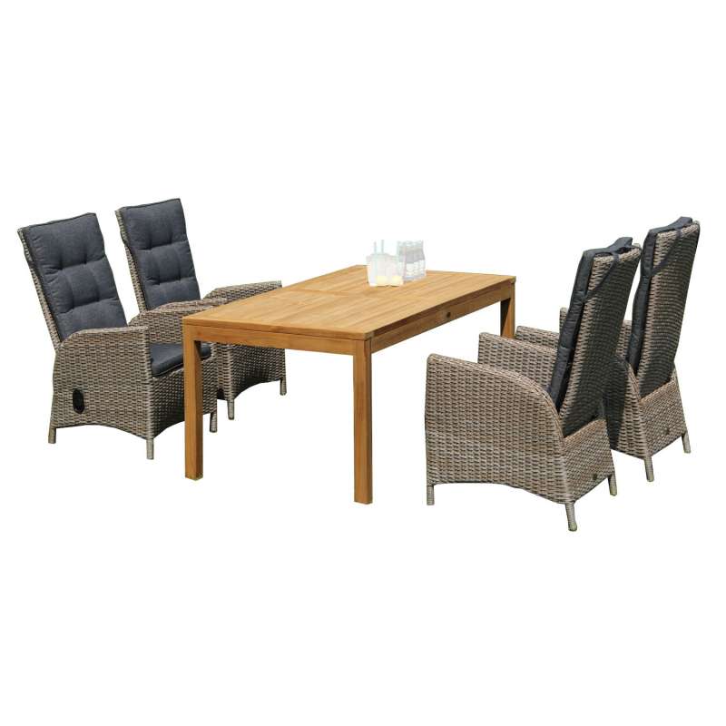 SunnySmart 5-teilige Sitzgruppe Para-Basic & Wellington Aluminium Kunststoffgeflecht sandstone mit T