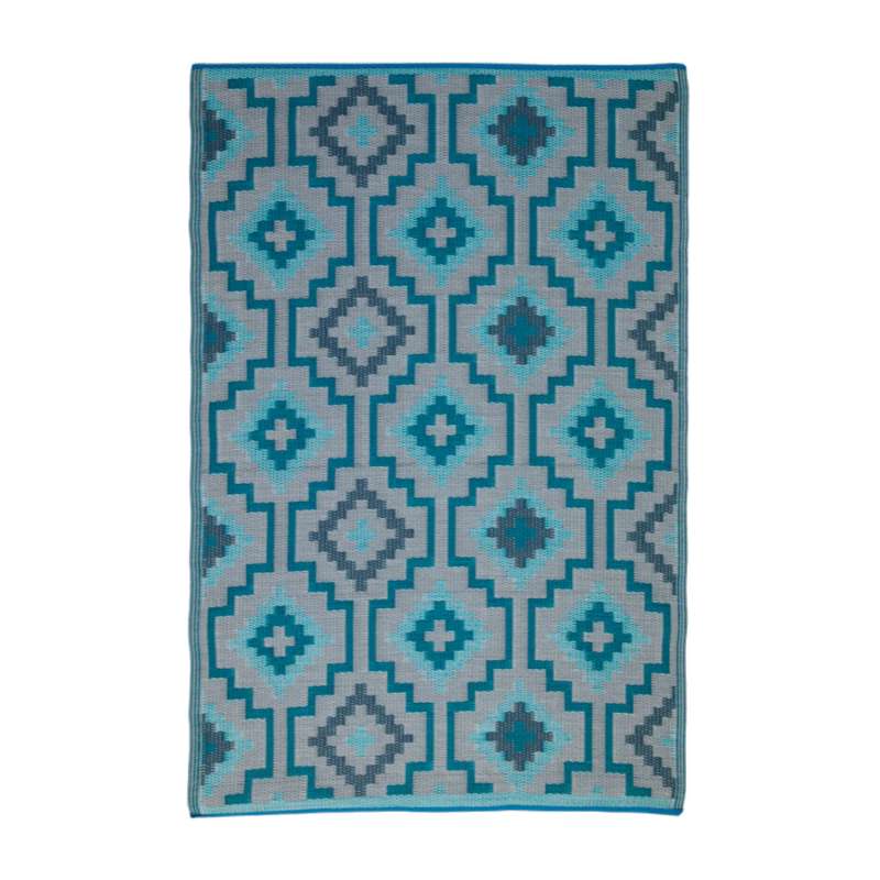 Fab Hab Outdoorteppich Lhasa Teal aus recyceltem Plastik türkis 120x180 cm