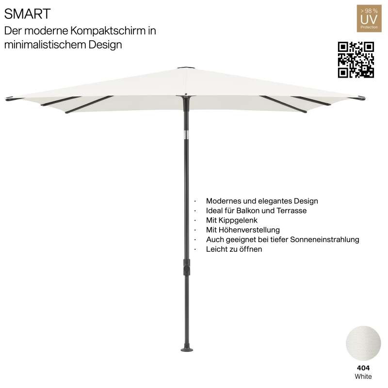 GLATZ Sonnenschirm SMART quadratisch 240 x 240 cm Gestell anthrazit Stoff Farbe 404 White Mittelmast